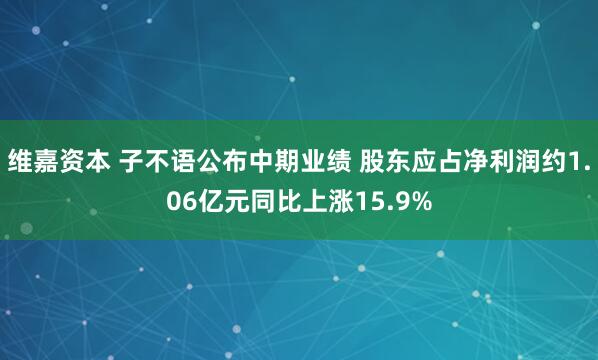 维嘉资本 子不语公布中期业绩 股东应占净利润约1.06亿元同比上涨15.9%